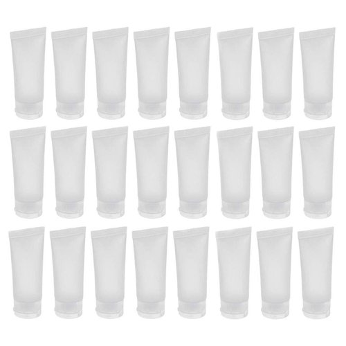 ericotry 24Pcs 30ml (1oz) Empty Translucent Plastic Cosmetic Lotion Tubes Bottles Shampoo Facial Cleaning Bottles Makeup Sample Soft Container Tube Bottle Vial Jar Pot Case with Flip Lid