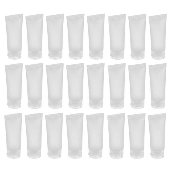 ericotry 24Pcs 30ml (1oz) Empty Translucent Plastic Cosmetic Lotion Tubes Bottles Shampoo Facial Cleaning Bottles Makeup Sample Soft Container Tube Bottle Vial Jar Pot Case with Flip Lid