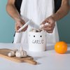 LEETOYI Ceramic Garlic Keeper with Lid, Garlic Container for Counter Easy to Clean,Garlic Saver to Keep Your Garlic Cloves Fresh Longer,Farmhouse Garlic Holder Storage Container, 31 oz White