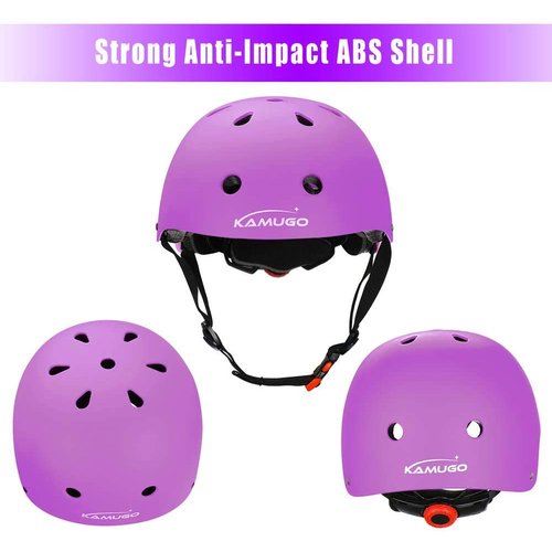 KAMUGO Kids Adjustable Helmet, Suitable for Toddler Kids Ages 8-14 Boys Girls, Multi-Sport Safety Cycling Skating Scooter Helmet (Purple, Medium)