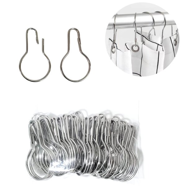 AHYCS Shower Curtain Hooks - Rust-Resistant Metal Rings, Easy-to-Install (50 PCS)