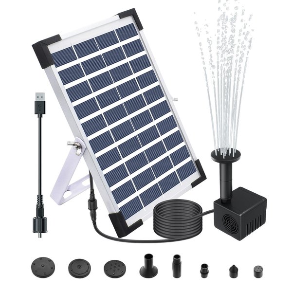 Lewisia 5W Solar Fountain Pump for Pool Pond Bird Bath Garden Decoration Submersible Fountain Pump Kit