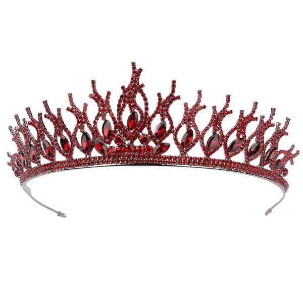 LIMELIA Women's Tiara, Crown for Henna Wedding Party | Glitter Hair Accessories for Bridal Birthday Pageant Prom Halloween Costume Christmas Party, Princess Crowns | Tulip Motif - Burgundy