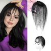 Bangs Hair Clip, Clip in Bangs Hair Toppers for Women 100% Real Human Hair, Clip on Bangs 360° 3D Cover Wispy Fake Clip in Hair Extensions for Women Daily (Natural Black, 3D 5 * 7 French Bangs)