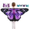 Sunlisky Kids Butterfly Wings Costume for Girls Fairy-Wings Mask Party Favors Gifts (Purple Sets)