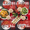 168Pcs Christmas Party Supplies Tableware Set Cartoon Santa Claus Snow Merry Christmas Party Decorations Christmas Paper Plates and Napkins Winter Party Dinnerware,Serve for 24 Guest