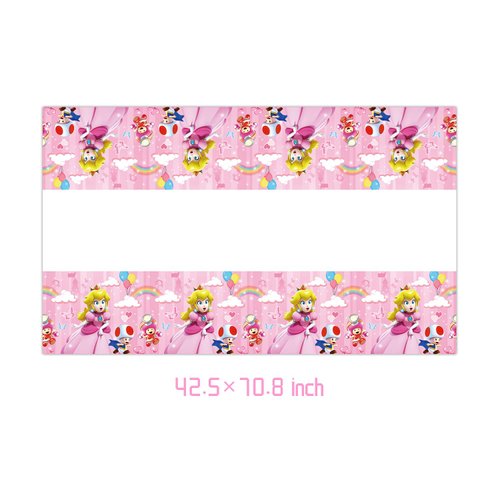 GYSIXGAOSU 2Pack Princess Peach Tablecloth Disposable Tablecover Birthday Party Supplies and Decorations for Kid Boy Baby Shower Rectangle Tables 70"X42",2 Pack