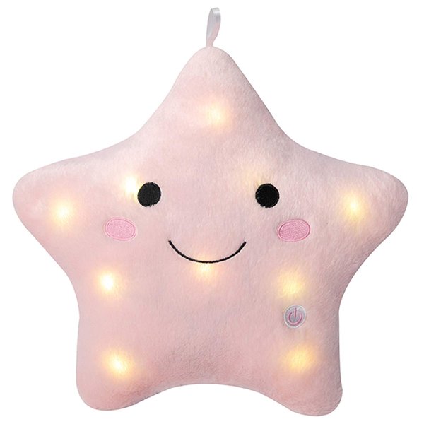 DearSun 13''Creative Twinkle Star Colorful Night Light Plush Pillows Light up Night Stuffed Toys Perfect for Birthday Christmas Holiday Valentines (Pink)