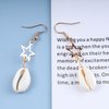 Allereyae Vintage Cowrie Drop Earrings Puka Shell Dangle Earrings Gold Star Dangling Earrings Hollow Star Earrings Jewelry for Women and Girls