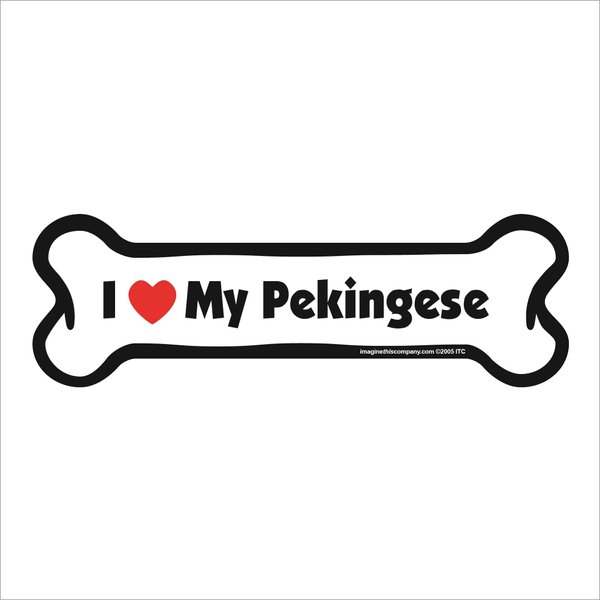 Imagine This Bone Car Magnet, I Love My Pekingese, 2-Inch by 7-Inch