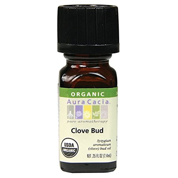 Aura Cacia 100% Pure Clove Bud Essential Oil | Certified Organic, GC/MS Tested for Purity | 7.4 ml (0.25 fl. oz.) | Syzygium aromaticum