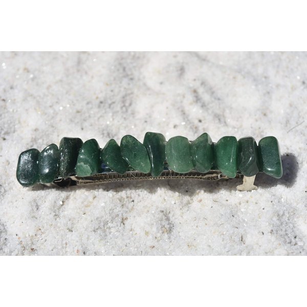 Green Quartz Stone French Barrette Hair Clip 4" or 100 mm Length