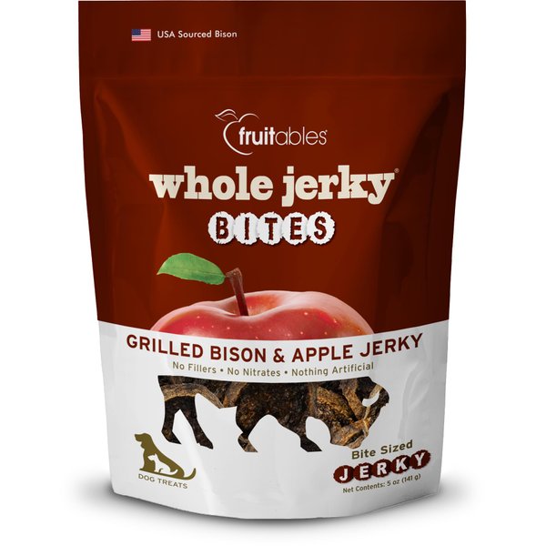Fruitables Dog Treats – Whole Jerky Bites – Grilled Bison Dog Treats – Healthy Dog Treats – 5 Ounces