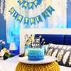 Pargleev Glittery 16th Happy Birthday Cake Topper with Star,Personalised 16 Birthday Cake Toppers Party Decorations Party Supplies for Boys Girls Black Gold