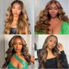 Glegov Highlight Ombre Lace Front Wig Human Hair 13x6 HD Transparent Honey Blonde Lace Frontal Wig 4/27 Highlight Ombre Lace Front Wigs Human Hair Wigs for Black Women Pre Plucked 180% Density 22Inch