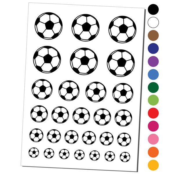 Soccer Ball Temporary Tattoo Water Resistant Fake Body Art Set Collection - Dark Blue (One Sheet)