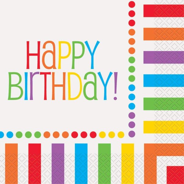 Rainbow Birthday Luncheon Napkins - 16 Count, Elegant & Vibrant Design, Premium Paper Napkins For Parties & Events