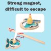 ONEST 34 Pieces Magnetic Fishing Game for Kids Wooden Magnet Fishing Game Wooden Magnetic Fishing Toys for Kindergarten Preschool Girl Boy