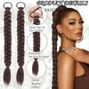 2Pcs Braided Ponytail Extensions with Hair Ties Soft Synthetic Hair Pieces Straight Wrap Around Hair Extensions Pony Tail Hairpieces Accessories for Women Daily Wear 16 Inch (Dark Brown)