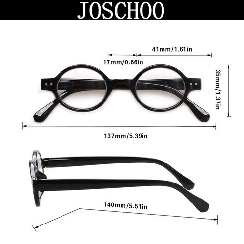 JOSCHOO 5 Pack Retro Round Reading Glasses Mini Small Comfortable Readers for Women Men (5 Mix, 3.0)Medium