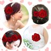 Topbuti Rose Hair Clip Flower Hairpin Rose Brooch Floral Clips, 8 Pcs Red Rose Flowers Mexican Bridal Hair Flowers Pin up Headpieces for Woman Girl Halloween Wedding Party Valentine Mother's Day Gift
