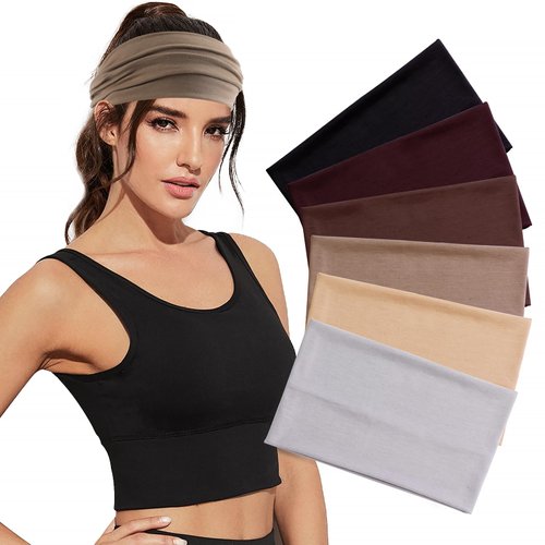 SYGY 6 PCS Headbands for Women, Neutral Colors Wide Headbands, Soft Fabric Head Bands for Women's Hair, Boho Headbands for Girls, Sweat Bands for Workout Yoga Running Sports