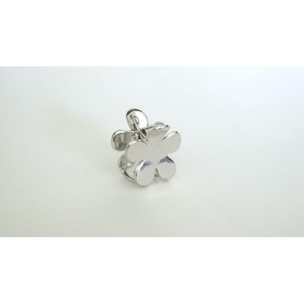 Small mini flower silver metal hair claw clip (Clip quantity: 2 clips)