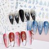 9 Sheets Holographic Nail Art Stickers Decals Self-Adhesive Pegatinas Uñas Heart Flame Stars Butterfly Moon Nail Supplies Nail Art Design Decoration Accessories