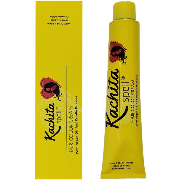 Permanent Hair Dye Ash Natural Blond 7.1 Kachita Spell 3.52 oz 100 mL Professional Hair Color Cream with Keratin and Argan Oil, 100% Gray Coverage
