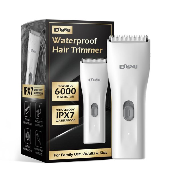ENSSU Hair Clippers, Ball Trimmer, Waterproof Men Body Hair Trimmer, Cordless Hair Cutting Kit for Head, Rechargeable Home Barber Haircut Trimmer for Kids/Men/Boys/Adults