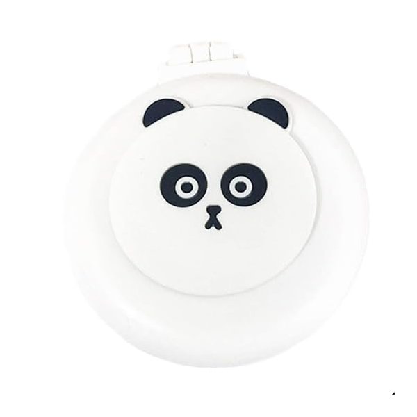 White Panda Mini Hair Brush for Purse, Pocket Hair Brush with Mirror for Girls, Cute Portable Foldable Travel Mirror Hair Brushes Round Hair Comb Compact Massage Comb, Hair Brushes (2H973)