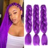 Dark Purple Braiding Hair Extensions for Box Twist Braids Crochet Hair High Temperature Synthetic Fiber Single Solid Color for Women 24 Inches 100g/bundle (3 Bundles/Pack,Dark Purple)