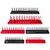 6PCS Socket Organizer Tray Set, Red SAE & Black Metric Socket Storage Trays, 1/4-Inch, 3/8-Inch & 1/2-Inch Drive Deep and Shadow Socket Holders for Toolboxes