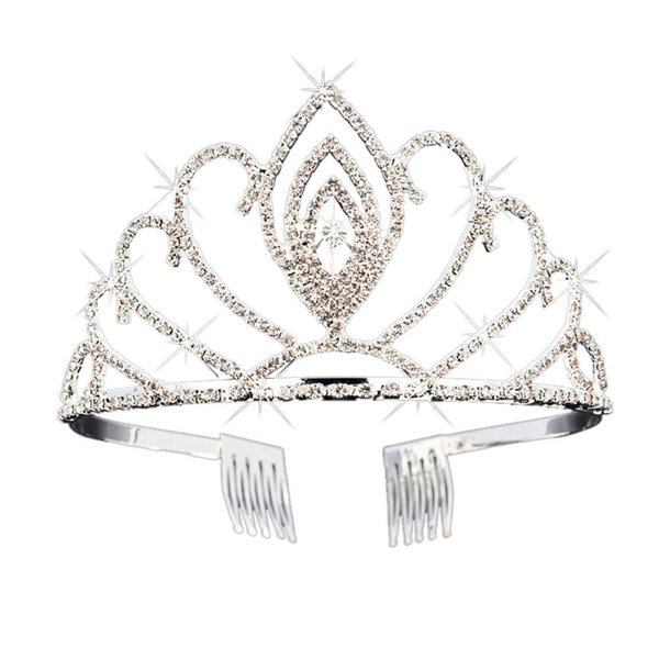 HIPIHOM Rhinestone Crystal Tiara Wedding Bridal Princess Tiara Crown Headband Birthday Halloween Party Supplies, Silver