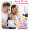 Holaxander Baby Elephant Musical Stuffed Animals Toy with Light-Up Music & Crinkle Sound Paper,Infant Bilingual Early Learning Education Toys,Tummy Time Toys for 0-3-6-12+ Months Boy Girl, Pink