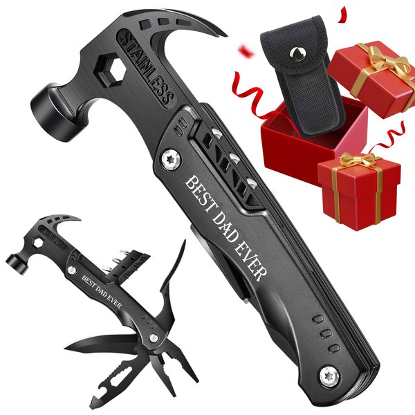 VEITORLD Dad Gifts for Christmas, Gifts for Dad Who Wants Nothing, Stocking Stuffers for Dad Men, Best Dad Ever Gifts from Daughter Son Kids, All in One Survival Tools Hammer Multitool, Cool Gadgets