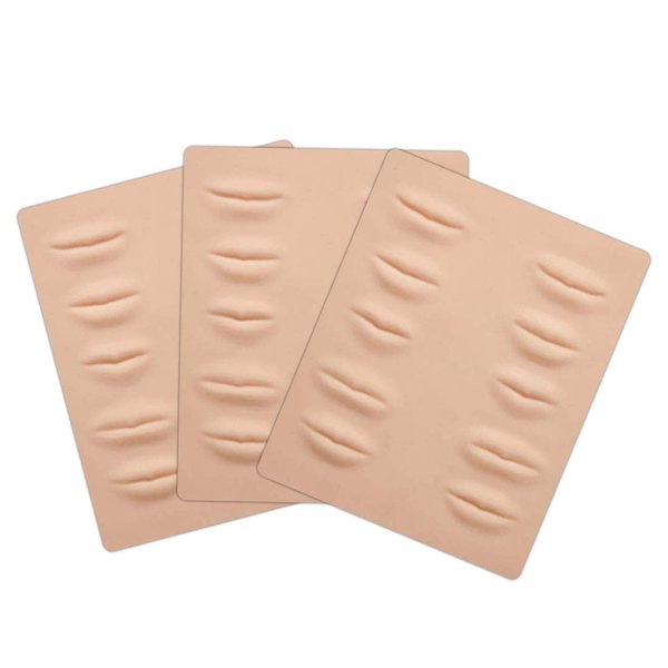 Silicone Fake Skins for Lips 3 Sheets 3D Microblading Permanent Makeup Tattoo Practice Skin 8.5x7.4 Inch for Tattoo Artists and Beginners (Lips)