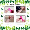 24Pcs St. Patrick's Day Press on Nails Medium Square - French Tip Fake Nails with Green Shamrock Irish Design Reusable Natural Stick on Nails Gift for Women DIY St. Patrick's Day Clover Manicure Set