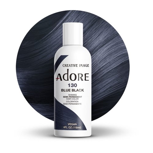 Adore Semi Permanent Hair Color - Vegan and Cruelty-Free Hair Dye - 4 Fl Oz - 130 Blue Black (Pack of 1)