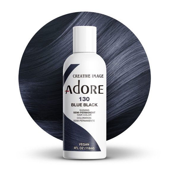 Adore Semi Permanent Hair Color - Vegan and Cruelty-Free Hair Dye - 4 Fl Oz - 130 Blue Black (Pack of 1)