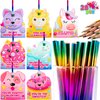 JOYIN 28 Packs Valentines Rainbow Pencil with Cards for Kids Party Favors, Classroom Prize Supplies, Valentines Greeting Cards including Colorful Pencils