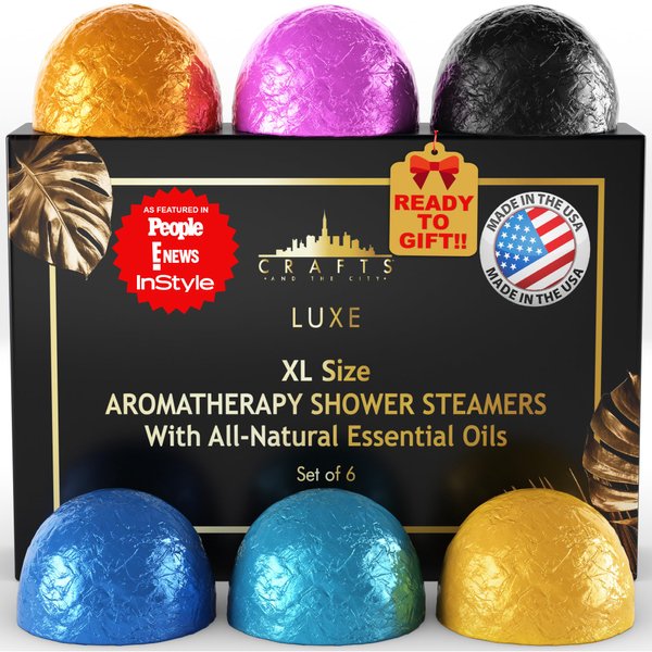 Crafts And The City Luxury Shower Steamers Aromatherapy Gift Set -Made in USA Essential Oil Shower Bath Bombs for Women- Shower Fizzies Scents Vapor Pods Melts Tabs Soothers