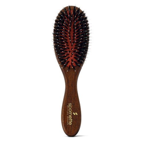 Spornette Classic German Porcupine Brush - Boar Bristles & Ball-Tipped Nylon Bristle Hair Brush with Wooden Handle - For Detangling, Straightening & Smoothing - For All Hair Types, Kids, Men & Women