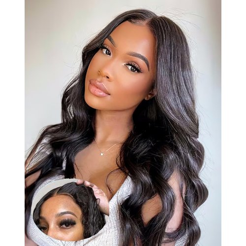 MENTOR Glueless Wigs Human Hair Wear and Go Glueless Wig for Beginner Pre Plucked Pre Cut Lace Front Wigs Body Wave 6x4 HD Lace Closure Wig Human Hair for Black Women 200% Density 22 inch