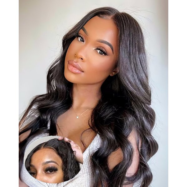 MENTOR Glueless Wigs Human Hair Wear and Go Glueless Wig for Beginner Pre Plucked Pre Cut Lace Front Wigs Body Wave 6x4 HD Lace Closure Wig Human Hair for Black Women 200% Density 22 inch