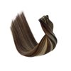 Omber Brown Highlight Human Hair Tape in Extensions for Women 22inch 20pcs 50g/Pack Omber Walnut Brown to Ash Brown with Medium Blonde 100% Real Human Hair Extensions