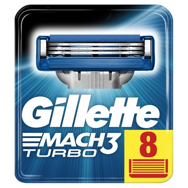 Gillette Mach3 Turbo Razor Blades for Men, Pack of 8