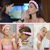 ACO-UINT 6Pcs Pink Spa Headband and Wrist Washbands Set, Skincare Headband Face Wash Headband Makeup Headband, Hair Claw Clip and Powder Puffs for Women and Girls