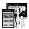Yargkos Lash Extension Kit, 110Pcs 8-16mm D Mix Curl False Lashes Clusters, Bond and Seal Glue, Makeup Remover, Tweezers, Individual Eyelash Extensions Set, Natural Look DIY at Home, Black-A2
