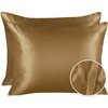 ShopBedding Luxury Satin Pillowcase for Hair – Standard Satin Pillowcase with Zipper, Gold (Pillowcase Set of 2) – Blissford